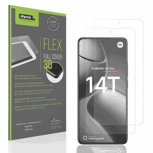 Matte Displayschutzfolie von dipos passend für Xiaomi 14T Pro, 100% Displayabdeckung und blasenfreie Montage