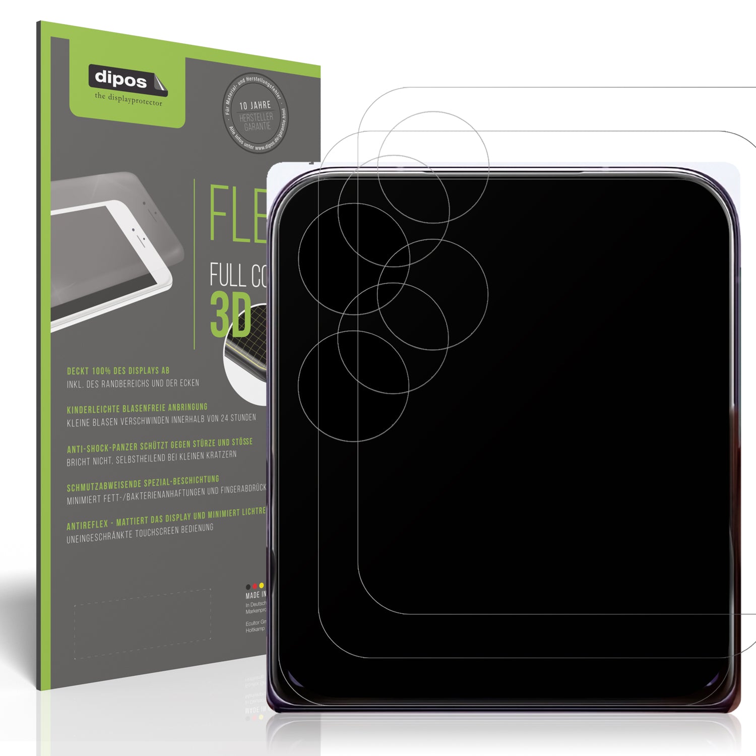 Matte Displayschutzfolie von dipos passend für Xiaomi Mi Mix Flip (Frondisplay), 100% Displayabdeckung und blasenfreie Montage