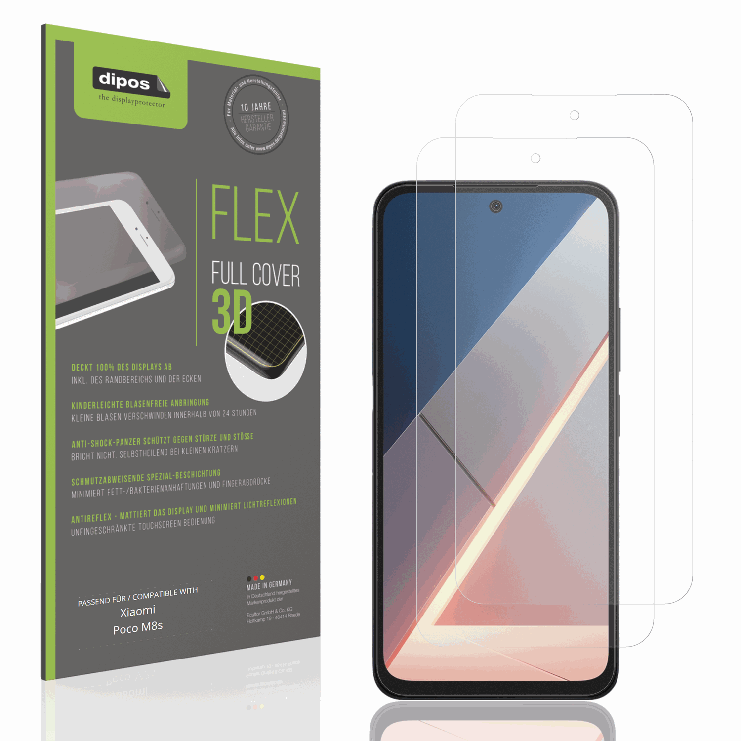 Matte Displayschutzfolie von dipos passend für Xiaomi Poco M8s, 100% Displayabdeckung und blasenfreie Montage
