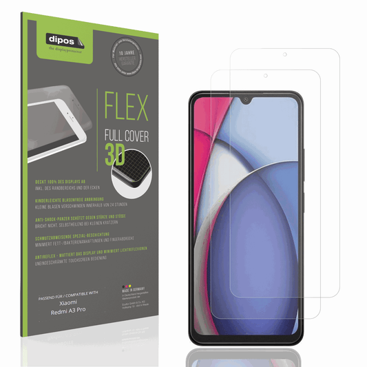 Matte Displayschutzfolie von dipos passend für Xiaomi Redmi A3 Pro, 100% Displayabdeckung und blasenfreie Montage