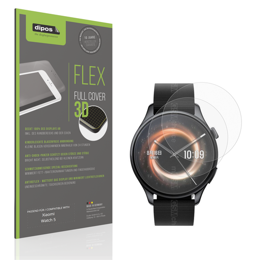 Matte Displayschutzfolie von dipos passend für Xiaomi Watch 5, 100% Displayabdeckung und blasenfreie Montage