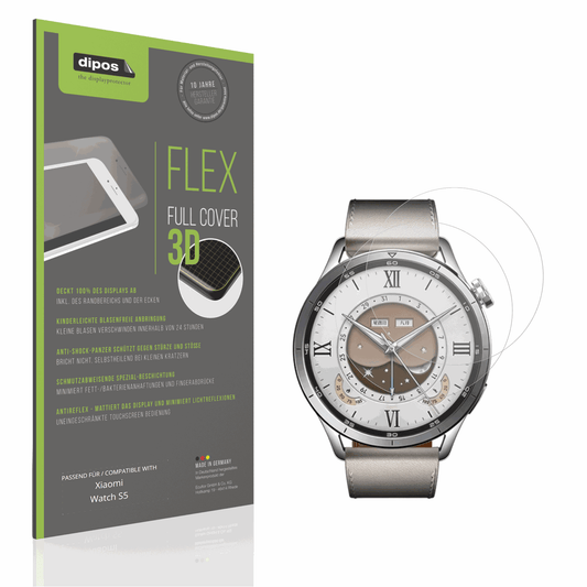 Matte Displayschutzfolie von dipos passend für Xiaomi Watch S5, 100% Displayabdeckung und blasenfreie Montage
