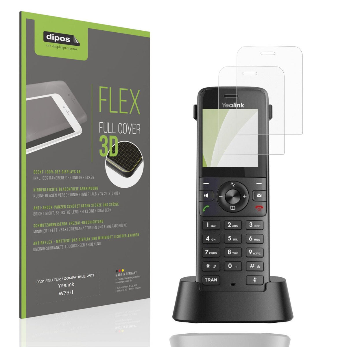 Matte Displayschutzfolie von dipos passend für Yealink W73H, 100% Displayabdeckung und blasenfreie Montage