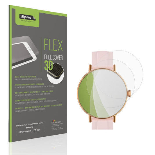 Matte Displayschutzfolie von dipos passend für Yoever Smartwatch 1.27 Zoll, 100% Displayabdeckung und blasenfreie Montage