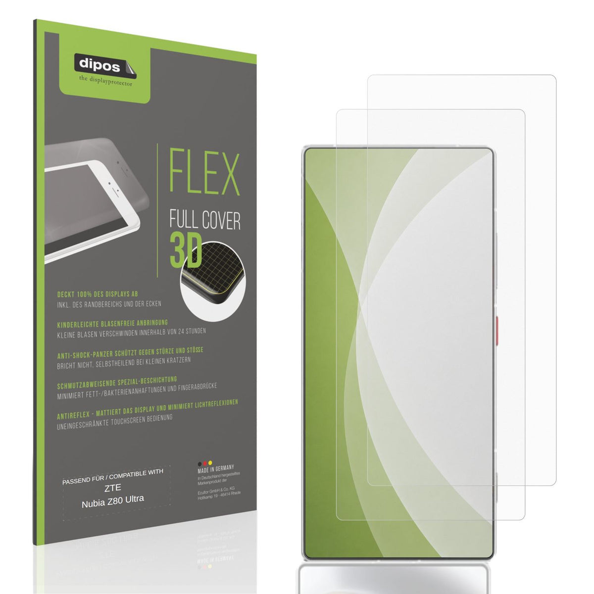 Matte Displayschutzfolie von dipos passend für ZTE Nubia Z80 Ultra, 100% Displayabdeckung und blasenfreie Montage