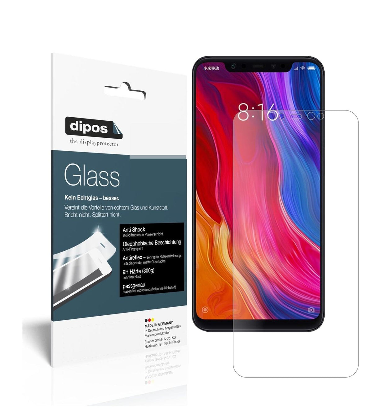 1x 9H Schutzfolie matt für Xiaomi Mi 8 Panzerfolie