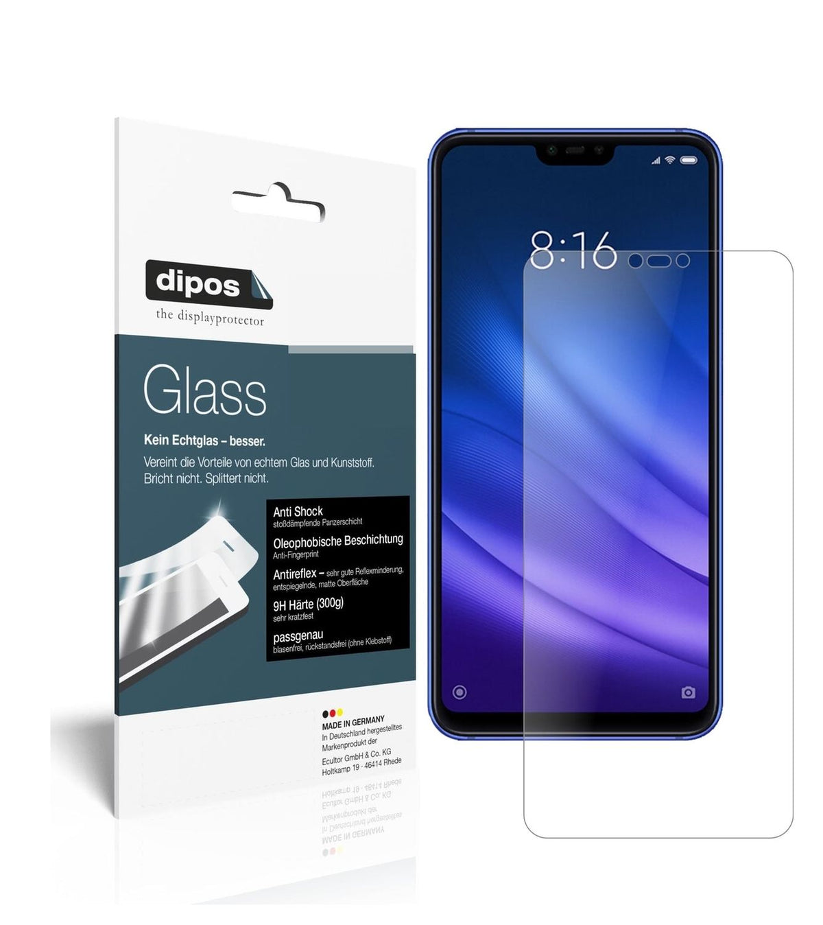 1x 9H Schutzfolie matt für Xiaomi Mi 8 Lite Panzerfolie