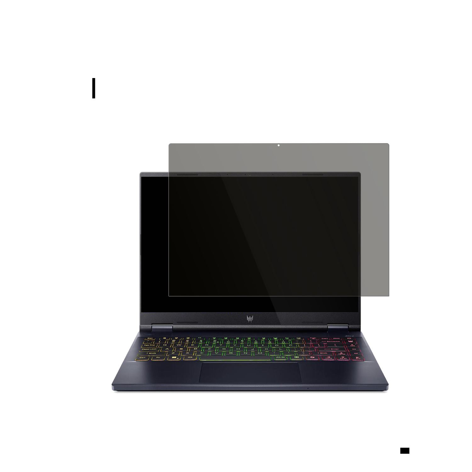AcerPredator Helios Neo 14 AI mit aufgebrachtem dipos Displayschutz, der seitliche Einblicke blockiert