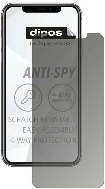 AppleiPhone 11 mit aufgebrachtem dipos Displayschutz, der seitliche Einblicke blockiert