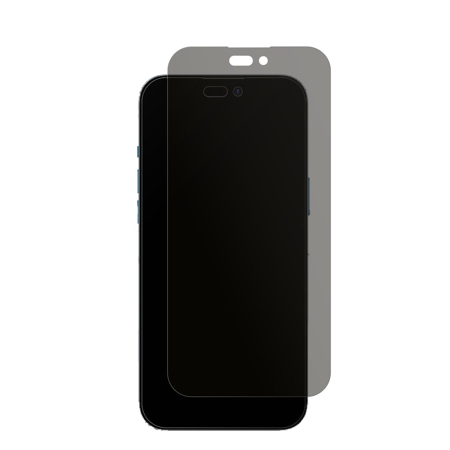 AppleiPhone 15 mit aufgebrachtem dipos Displayschutz, der seitliche Einblicke blockiert