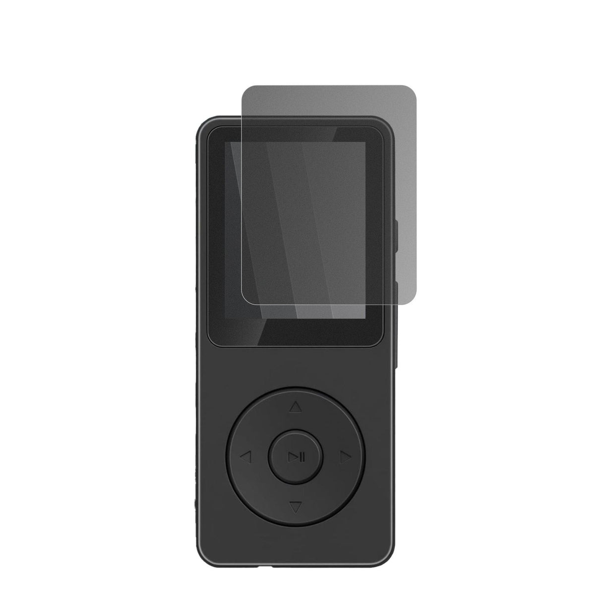 AroeallyMP3-01F mit aufgebrachtem dipos Displayschutz, der seitliche Einblicke blockiert