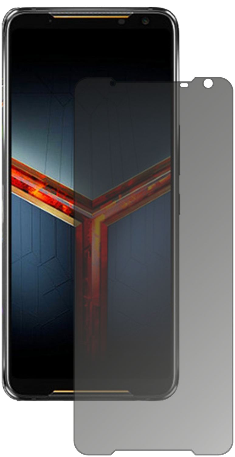 AsusROG Phone 2 mit aufgebrachtem dipos Displayschutz, der seitliche Einblicke blockiert