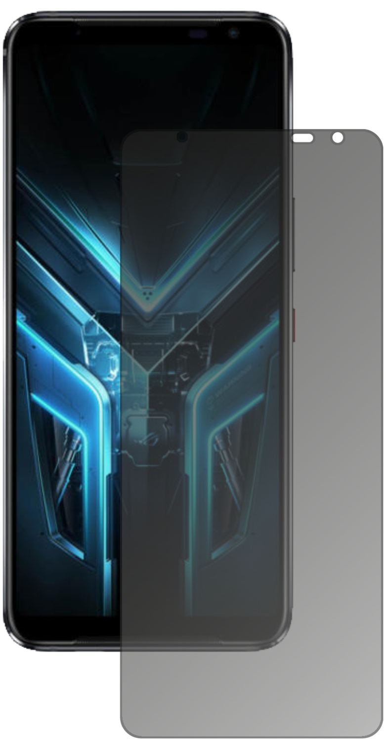 AsusROG Phone 3 mit aufgebrachtem dipos Displayschutz, der seitliche Einblicke blockiert