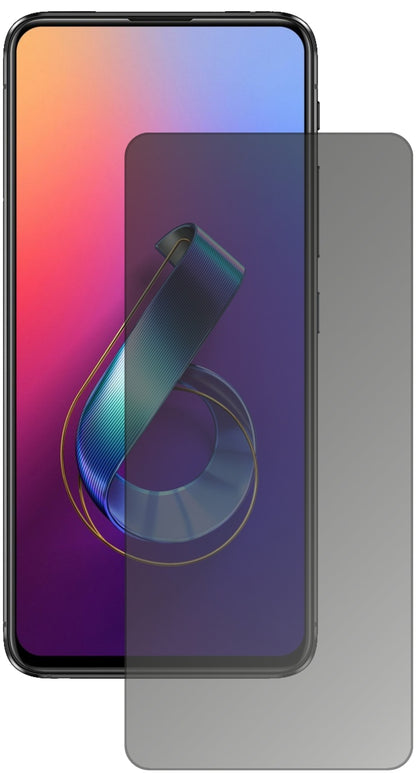 AsusZenfone 6 (ZS630KL) mit aufgebrachtem dipos Displayschutz, der seitliche Einblicke blockiert