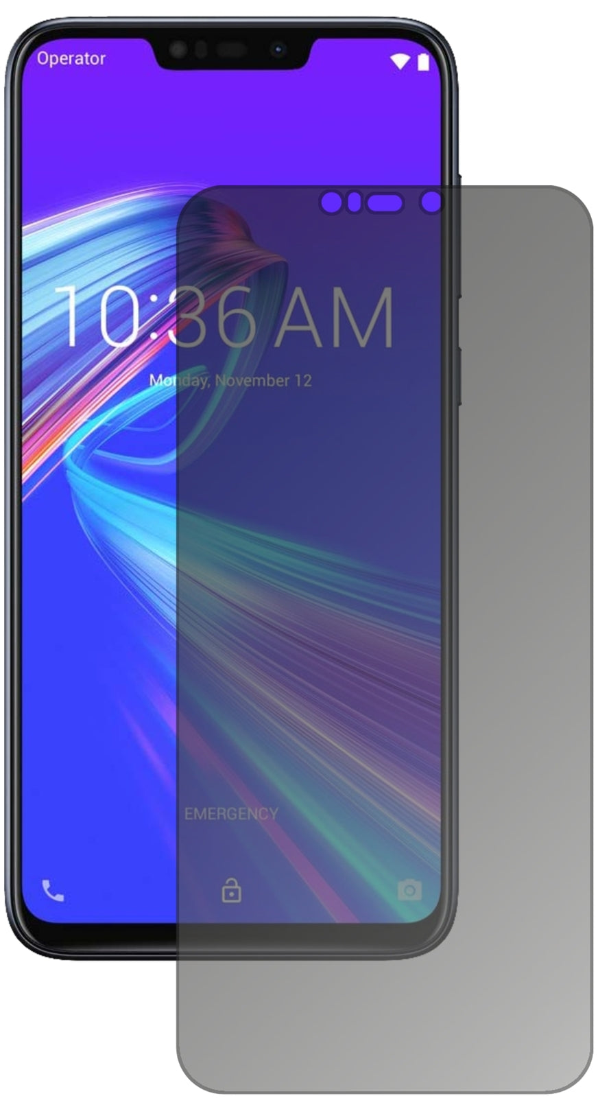 AsusZenFone Max (M2) mit aufgebrachtem dipos Displayschutz, der seitliche Einblicke blockiert