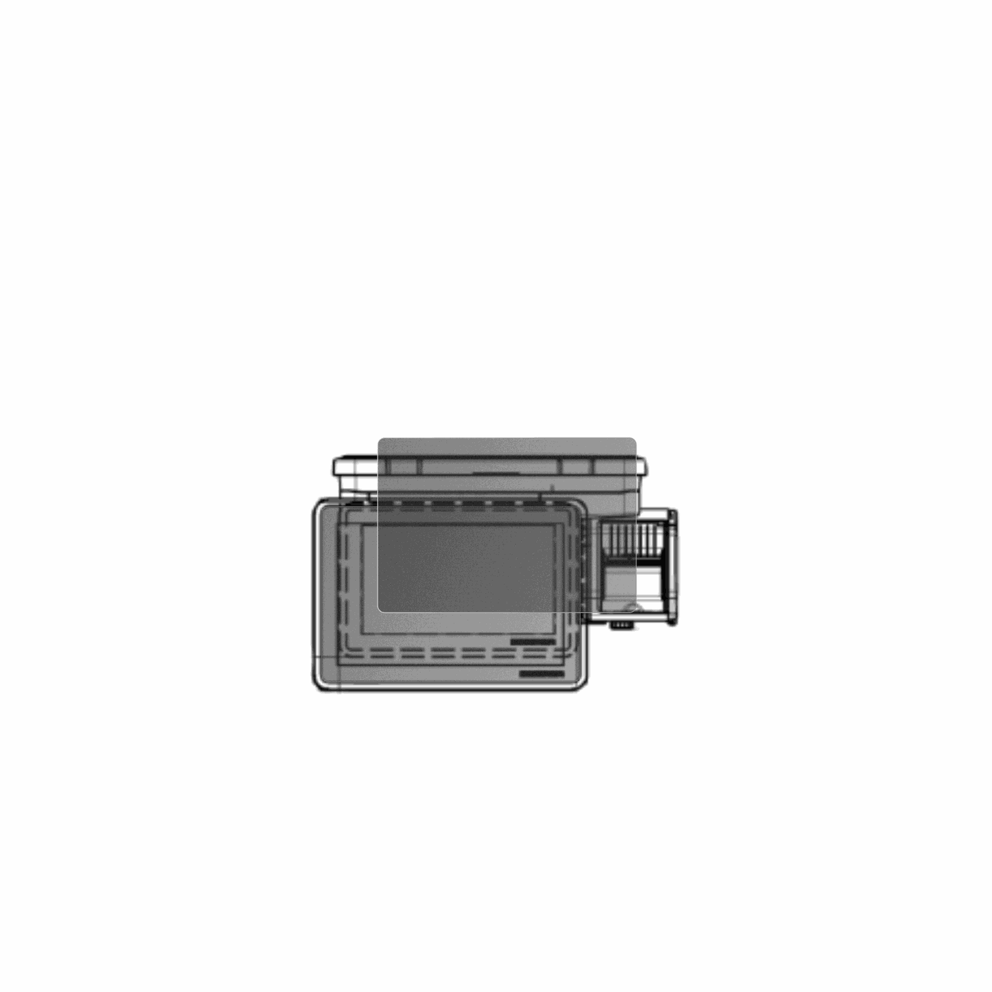 BizerbaQ1 expert 100 12.1 Zoll mit aufgebrachtem dipos Displayschutz, der seitliche Einblicke blockiert