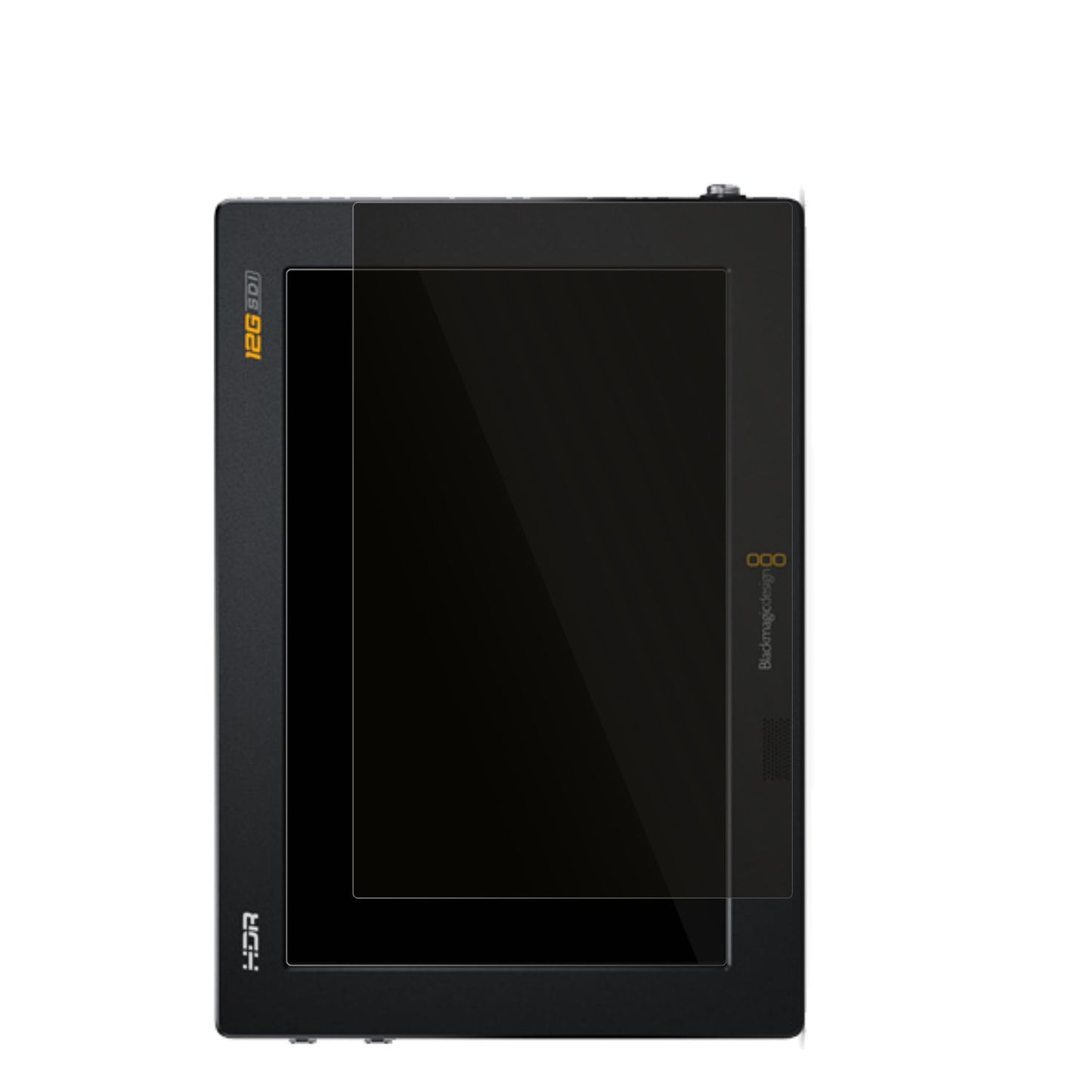BlackmagicVideo Assist 12G HDR mit aufgebrachtem dipos Displayschutz, der seitliche Einblicke blockiert