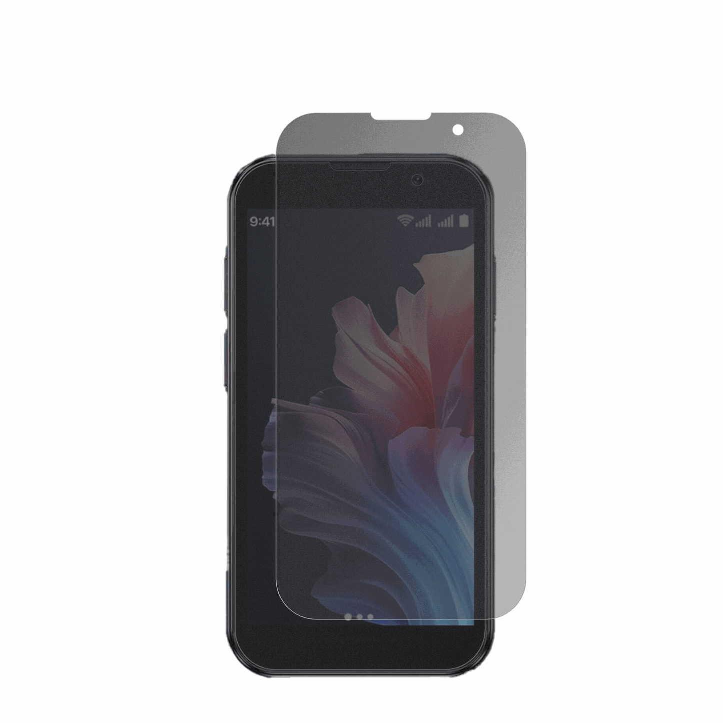 BLKE S18 Pro Mini Smartphone mit aufgebrachtem dipos Displayschutz, der seitliche Einblicke blockiert