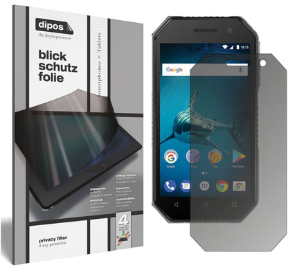BQMobile 4077 Shark Mini mit aufgebrachtem dipos Displayschutz, der seitliche Einblicke blockiert