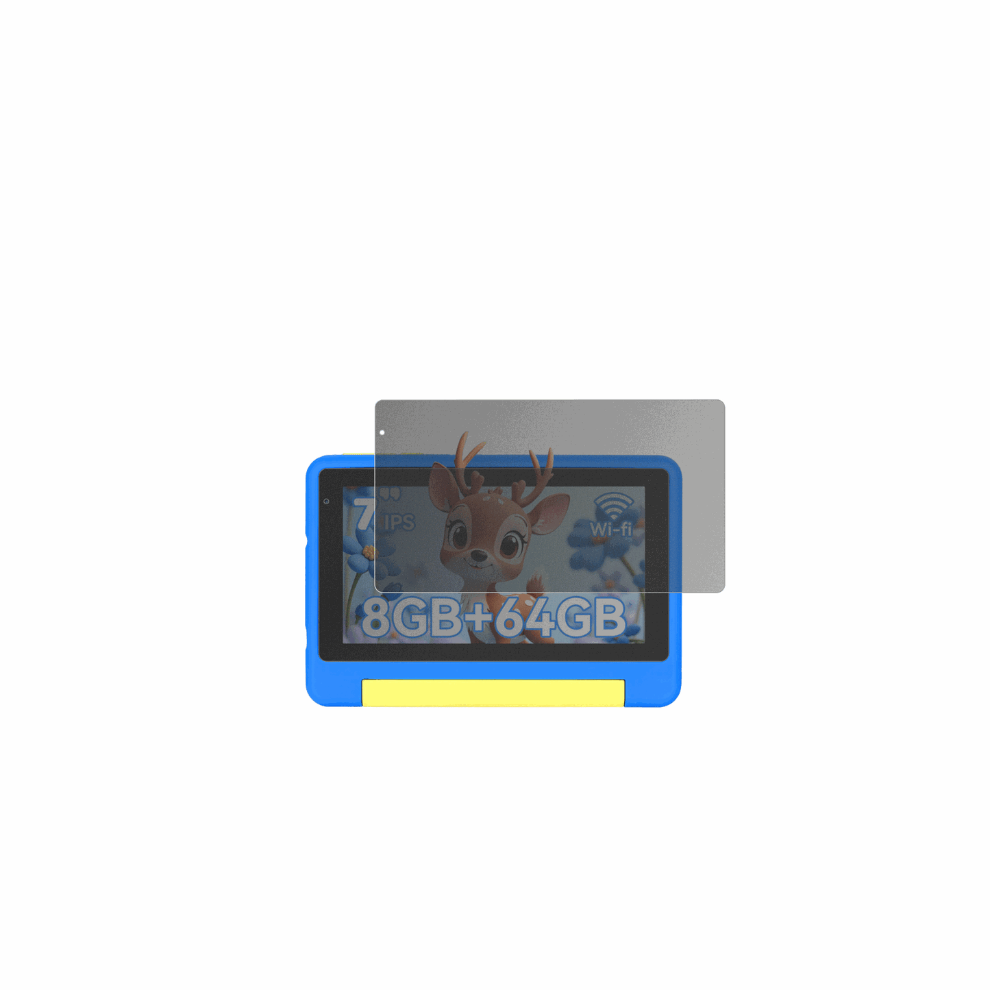 BufoKids Tablet 7 Zoll mit aufgebrachtem dipos Displayschutz, der seitliche Einblicke blockiert