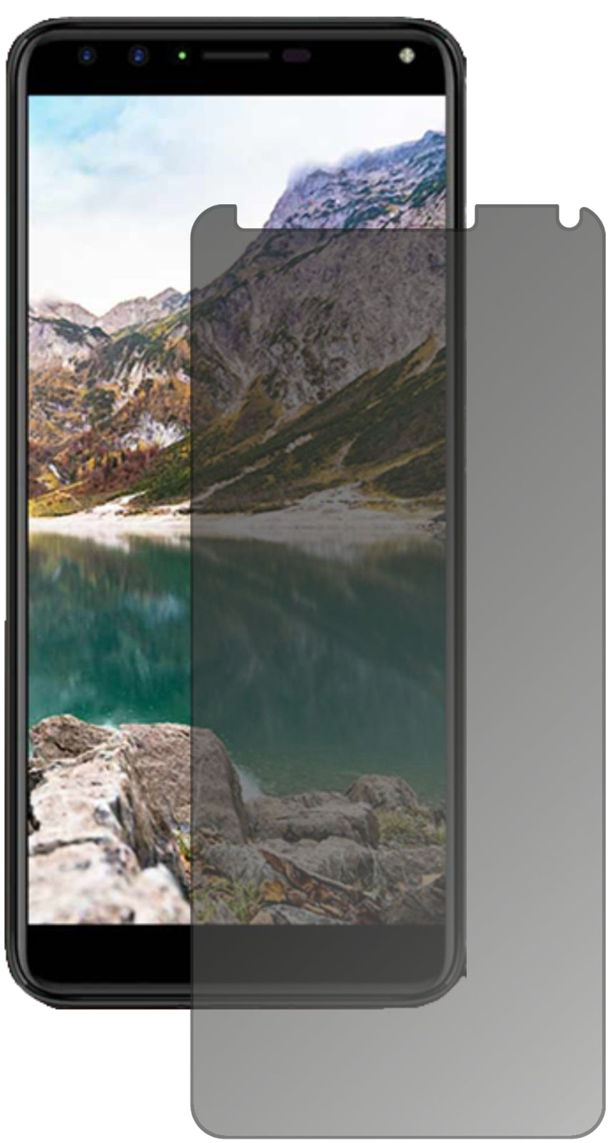 CherryMobile Flare S6 Plus mit aufgebrachtem dipos Displayschutz, der seitliche Einblicke blockiert