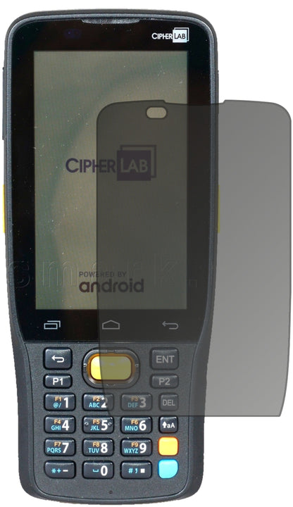 CipherLabRK25 mit aufgebrachtem dipos Displayschutz, der seitliche Einblicke blockiert