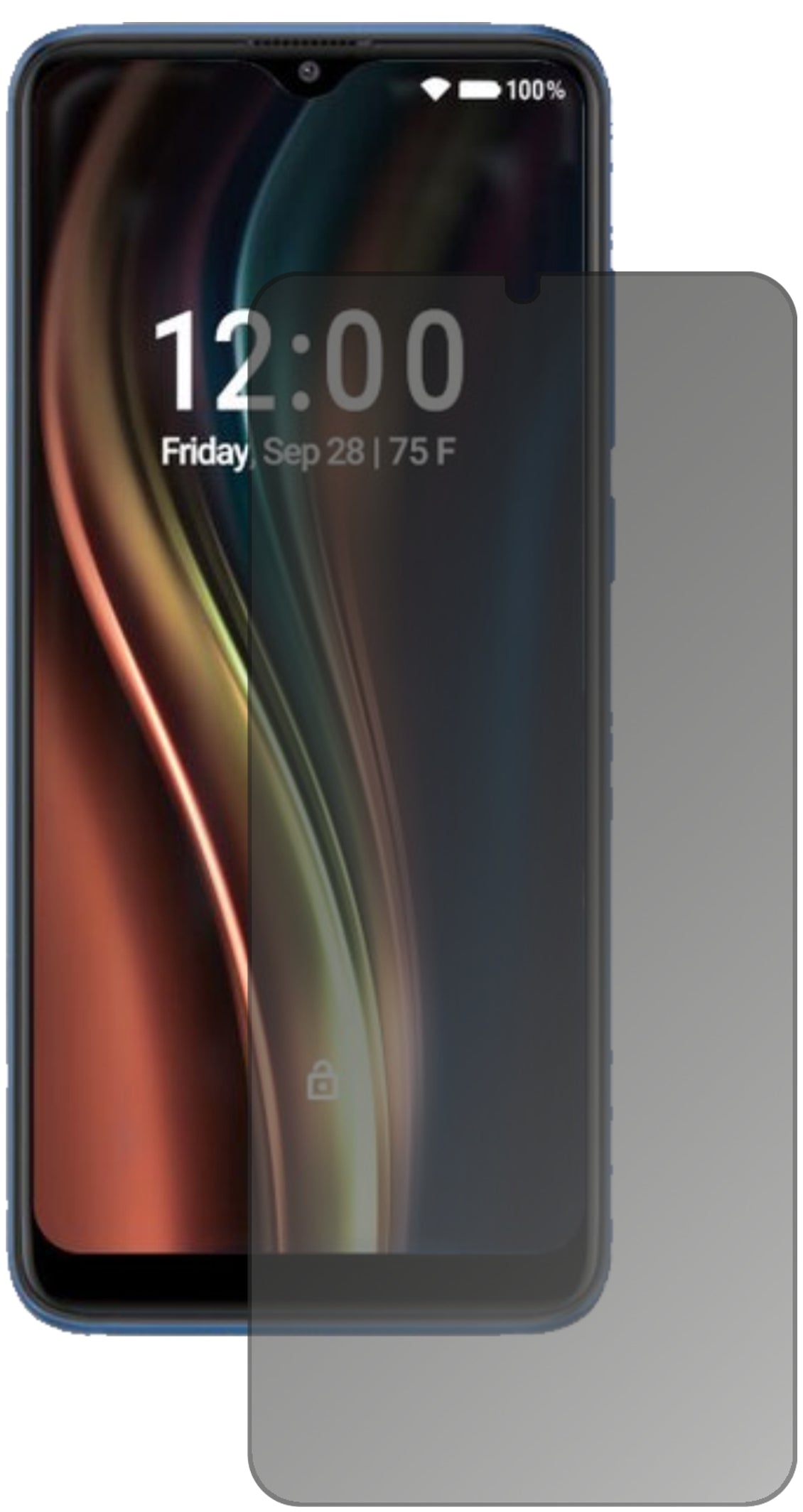 CoolpadLegacy 5G mit aufgebrachtem dipos Displayschutz, der seitliche Einblicke blockiert