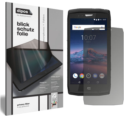 CrosscallTrekker X4 mit aufgebrachtem dipos Displayschutz, der seitliche Einblicke blockiert