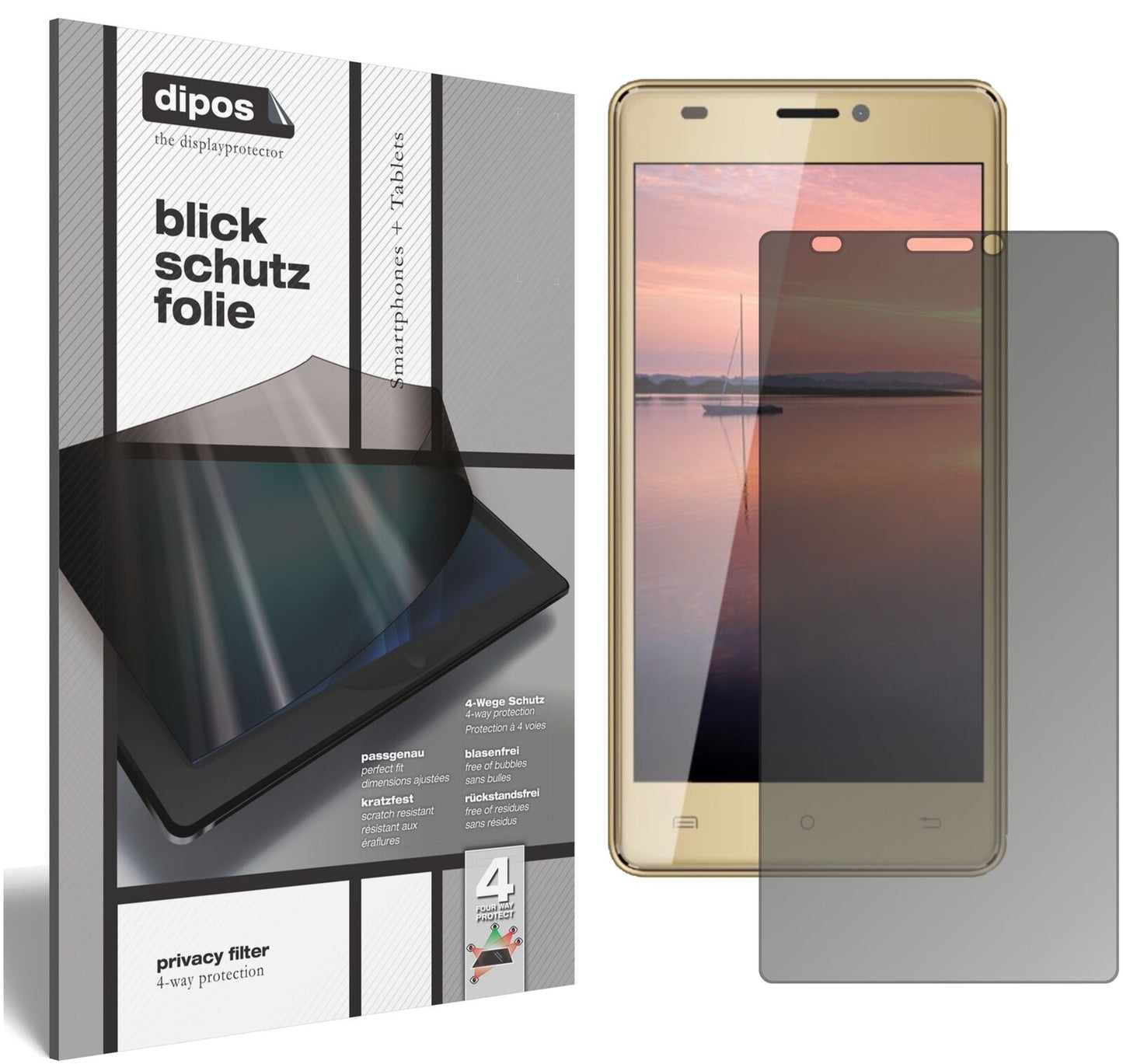 CubotH3 mit aufgebrachtem dipos Displayschutz, der seitliche Einblicke blockiert