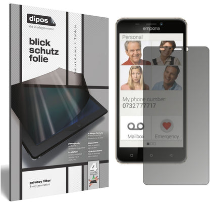 Blickschutzfolie von dipos passend für Emporia SMART.2, präziser Zuschnitt und blasenfrei montiert