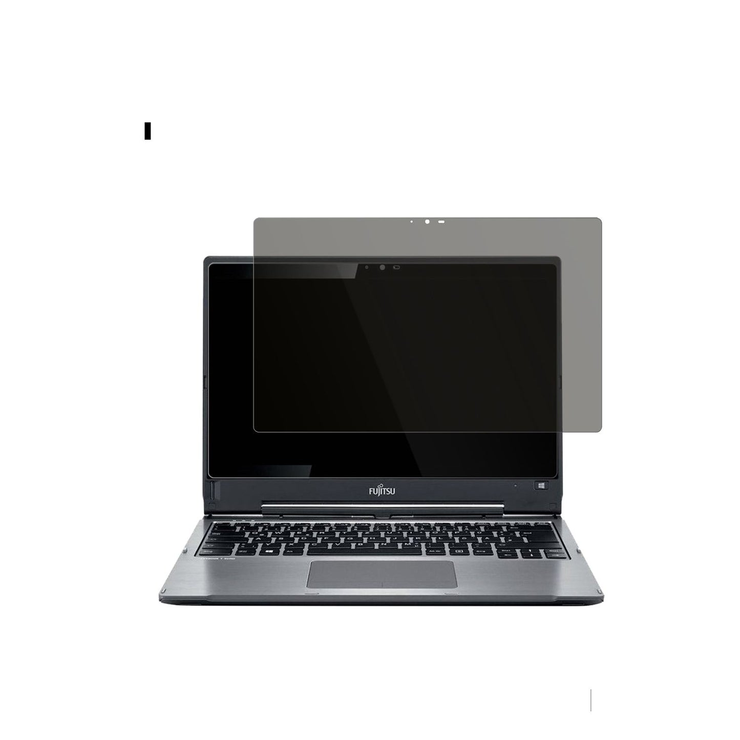 FujitsuLifebook T936 mit aufgebrachtem dipos Displayschutz, der seitliche Einblicke blockiert
