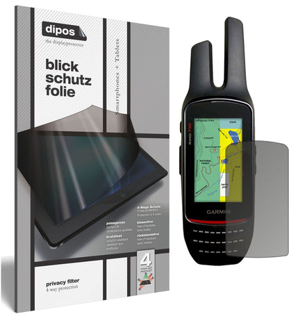 GarminRino 755t mit aufgebrachtem dipos Displayschutz, der seitliche Einblicke blockiert