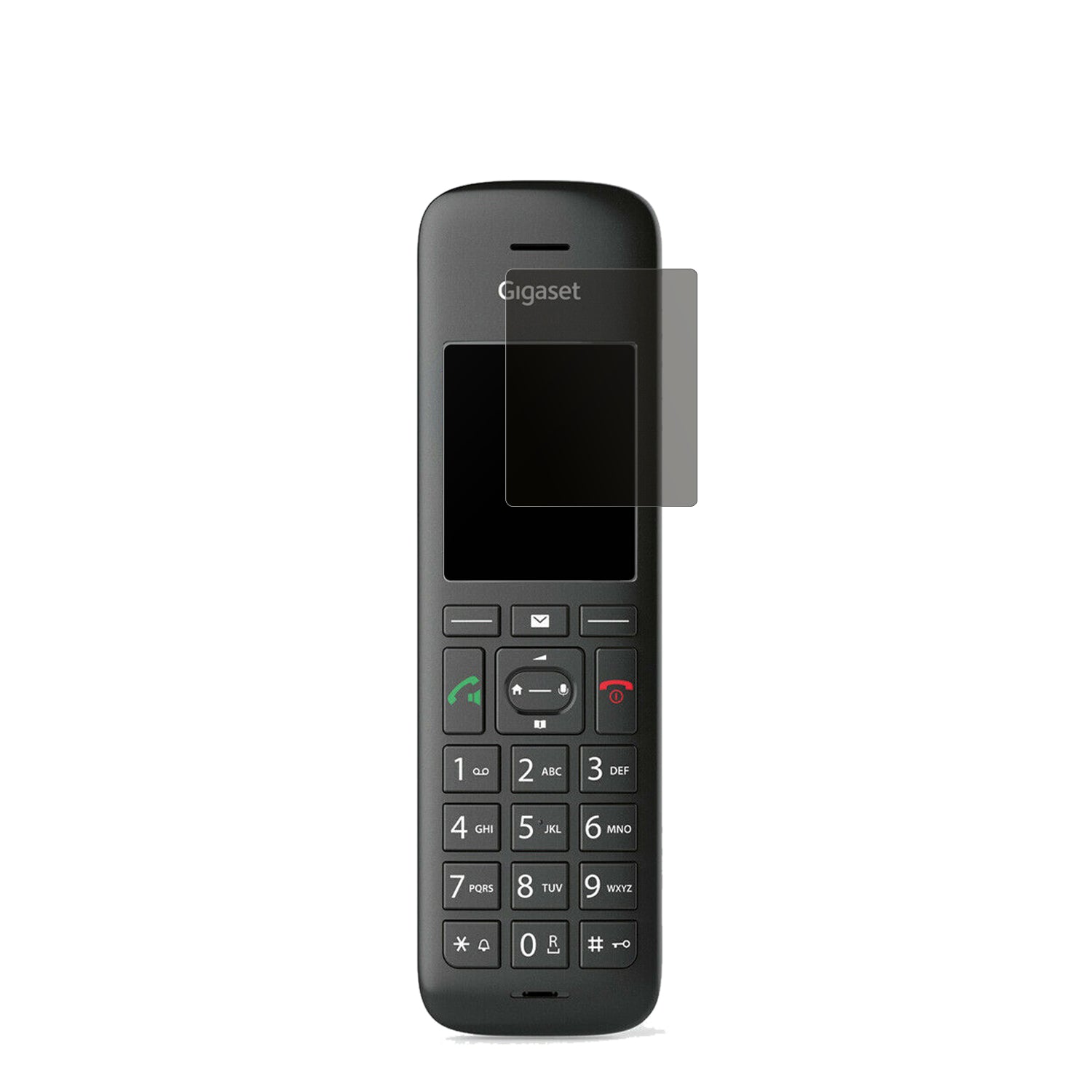 GigasetCE 575 HX mit aufgebrachtem dipos Displayschutz, der seitliche Einblicke blockiert