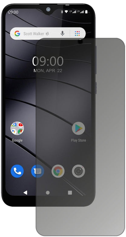 GigasetGS110 mit aufgebrachtem dipos Displayschutz, der seitliche Einblicke blockiert