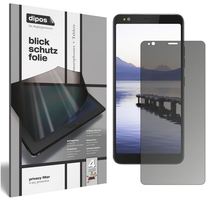 GigasetGS370 mit aufgebrachtem dipos Displayschutz, der seitliche Einblicke blockiert