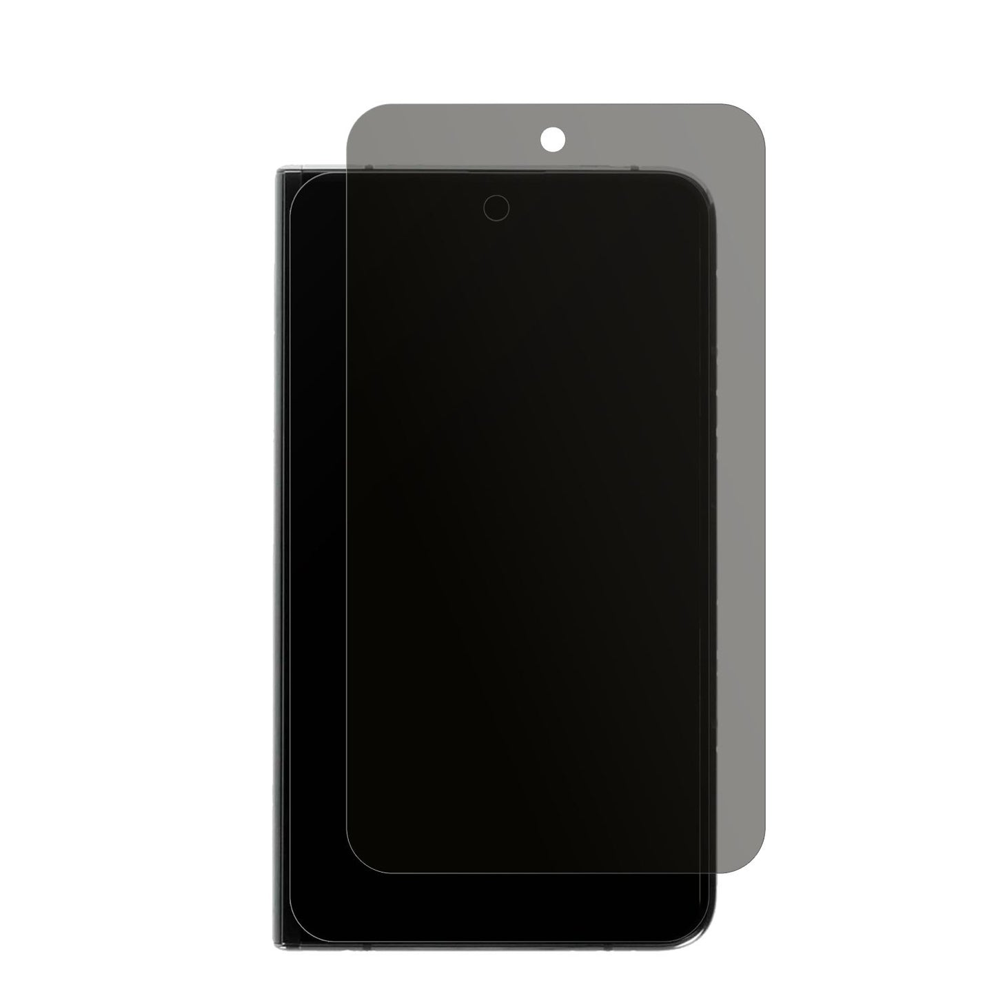 GooglePixel Fold (Außenseite) mit aufgebrachtem dipos Displayschutz, der seitliche Einblicke blockiert
