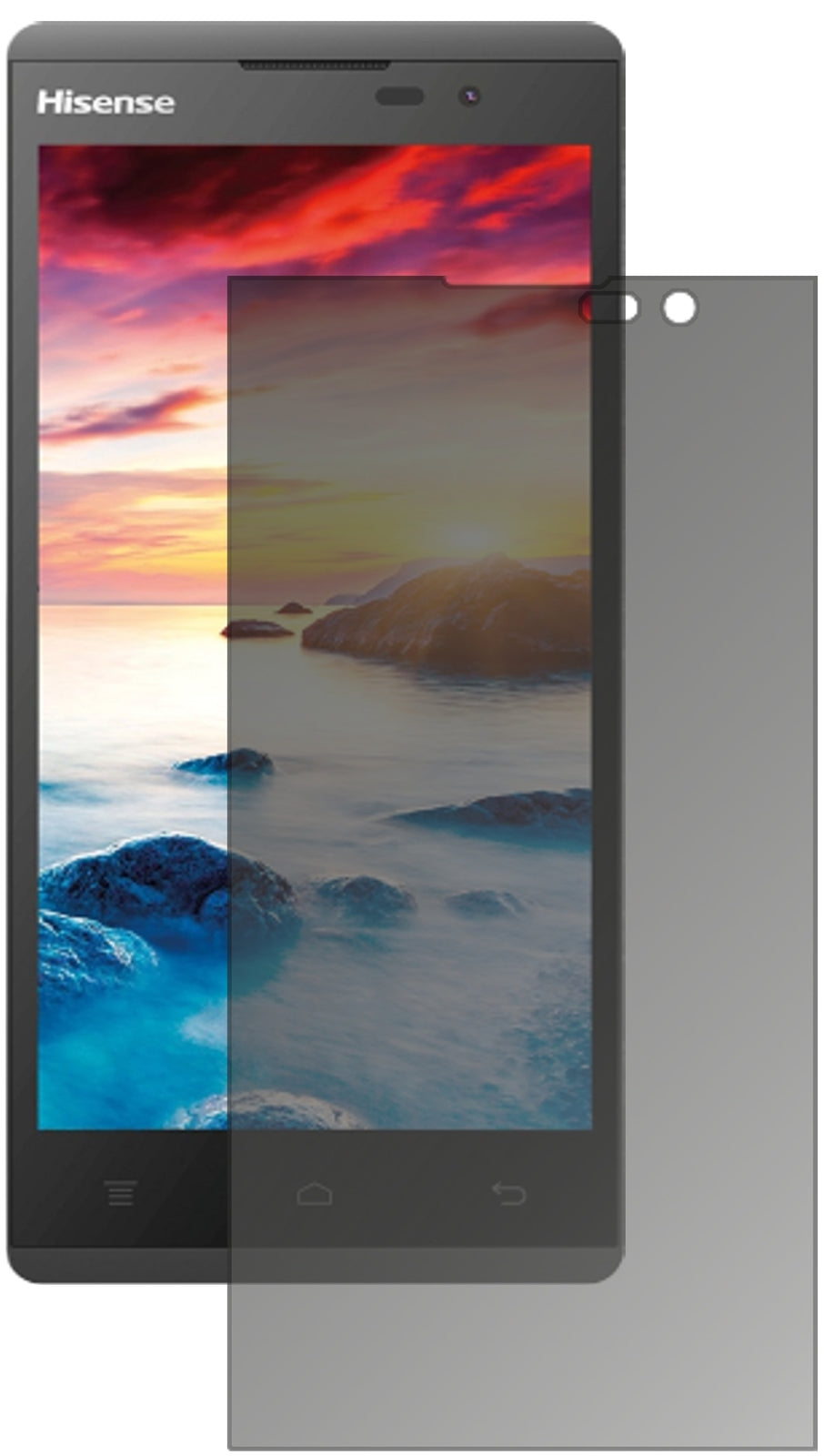 HisenseSero 5 L691 mit aufgebrachtem dipos Displayschutz, der seitliche Einblicke blockiert