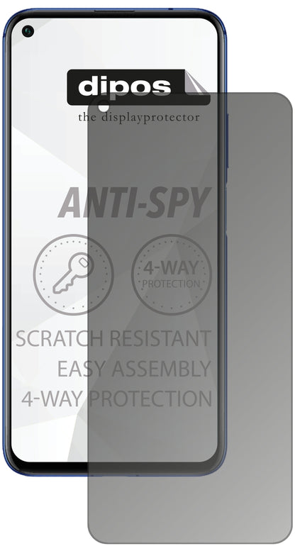 Honor20 mit aufgebrachtem dipos Displayschutz, der seitliche Einblicke blockiert