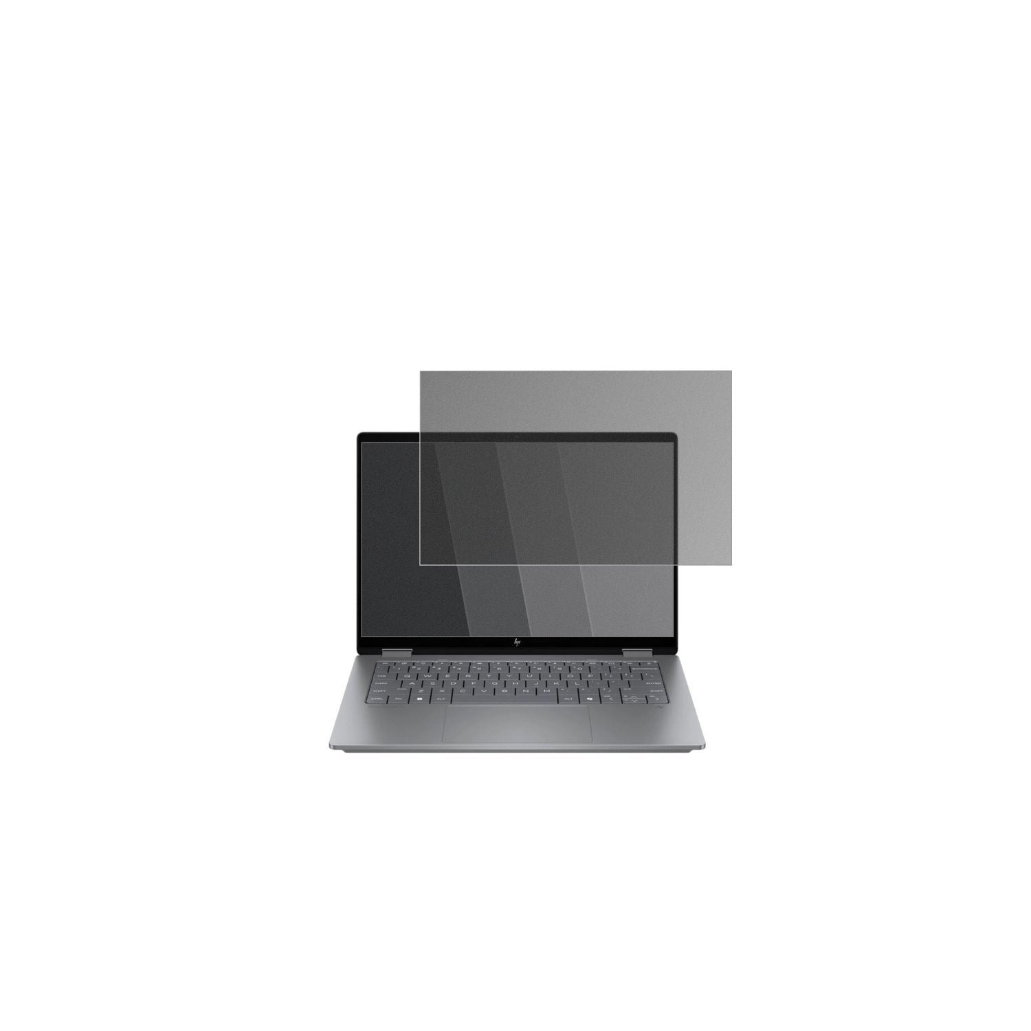 HPOmniBook X Flip 14-fk0773ng mit aufgebrachtem dipos Displayschutz, der seitliche Einblicke blockiert