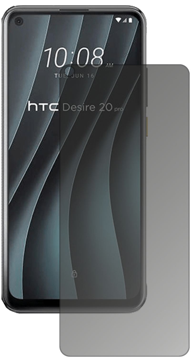 HTCDesire 20 Pro mit aufgebrachtem dipos Displayschutz, der seitliche Einblicke blockiert