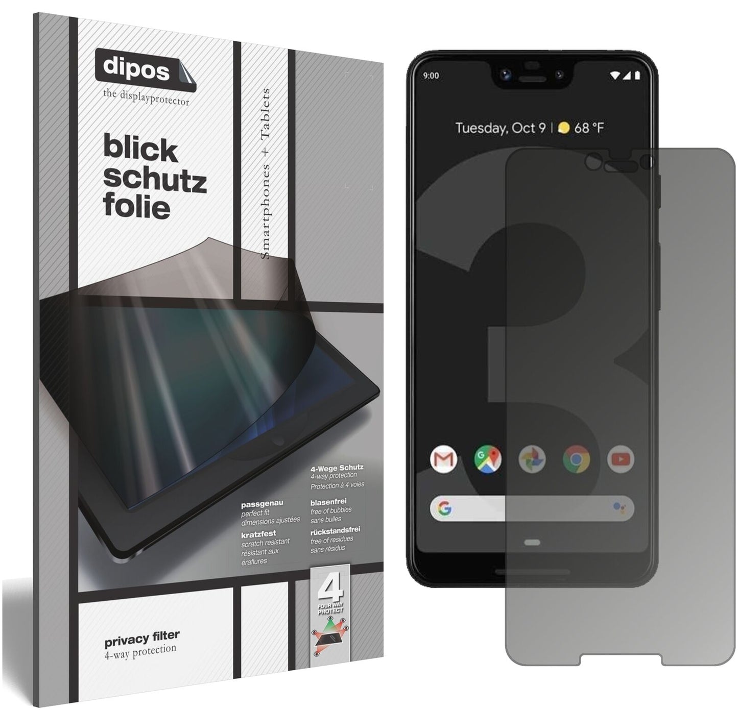 HTCExodus 1 mit aufgebrachtem dipos Displayschutz, der seitliche Einblicke blockiert