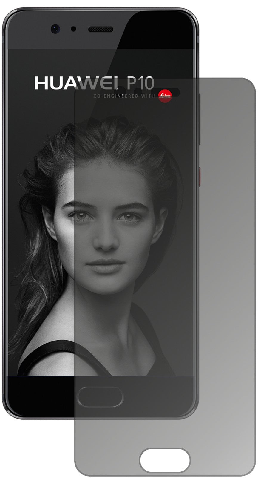 HuaweiP10 mit aufgebrachtem dipos Displayschutz, der seitliche Einblicke blockiert
