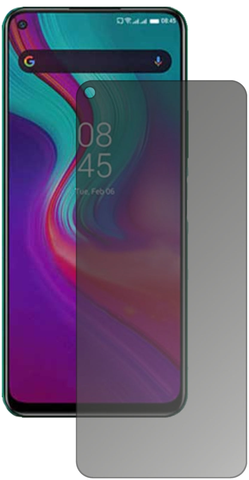 InfinixNote 7 mit aufgebrachtem dipos Displayschutz, der seitliche Einblicke blockiert