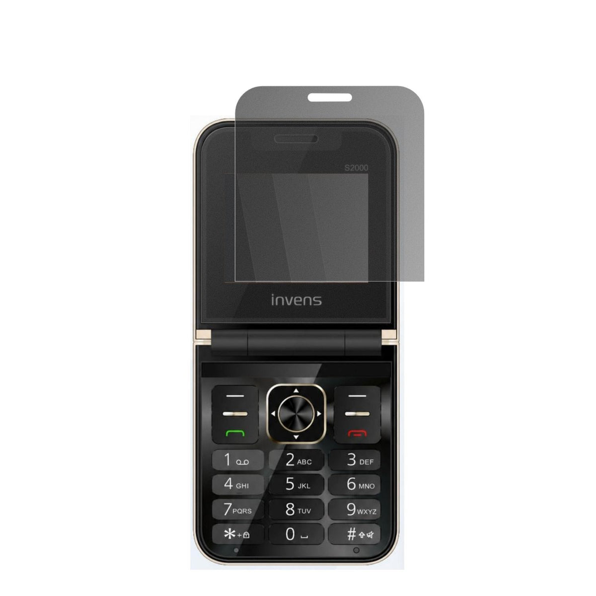 invensS2000 mit aufgebrachtem dipos Displayschutz, der seitliche Einblicke blockiert