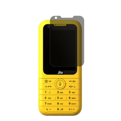 JioPhone Prima mit aufgebrachtem dipos Displayschutz, der seitliche Einblicke blockiert