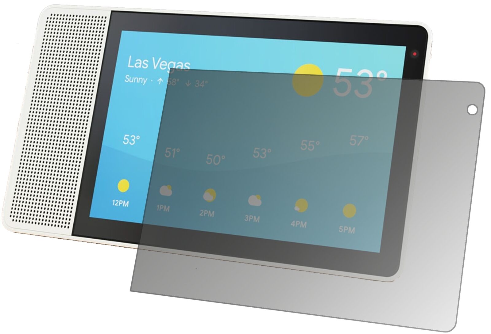 LenovoSmart Display 10 mit aufgebrachtem dipos Displayschutz, der seitliche Einblicke blockiert