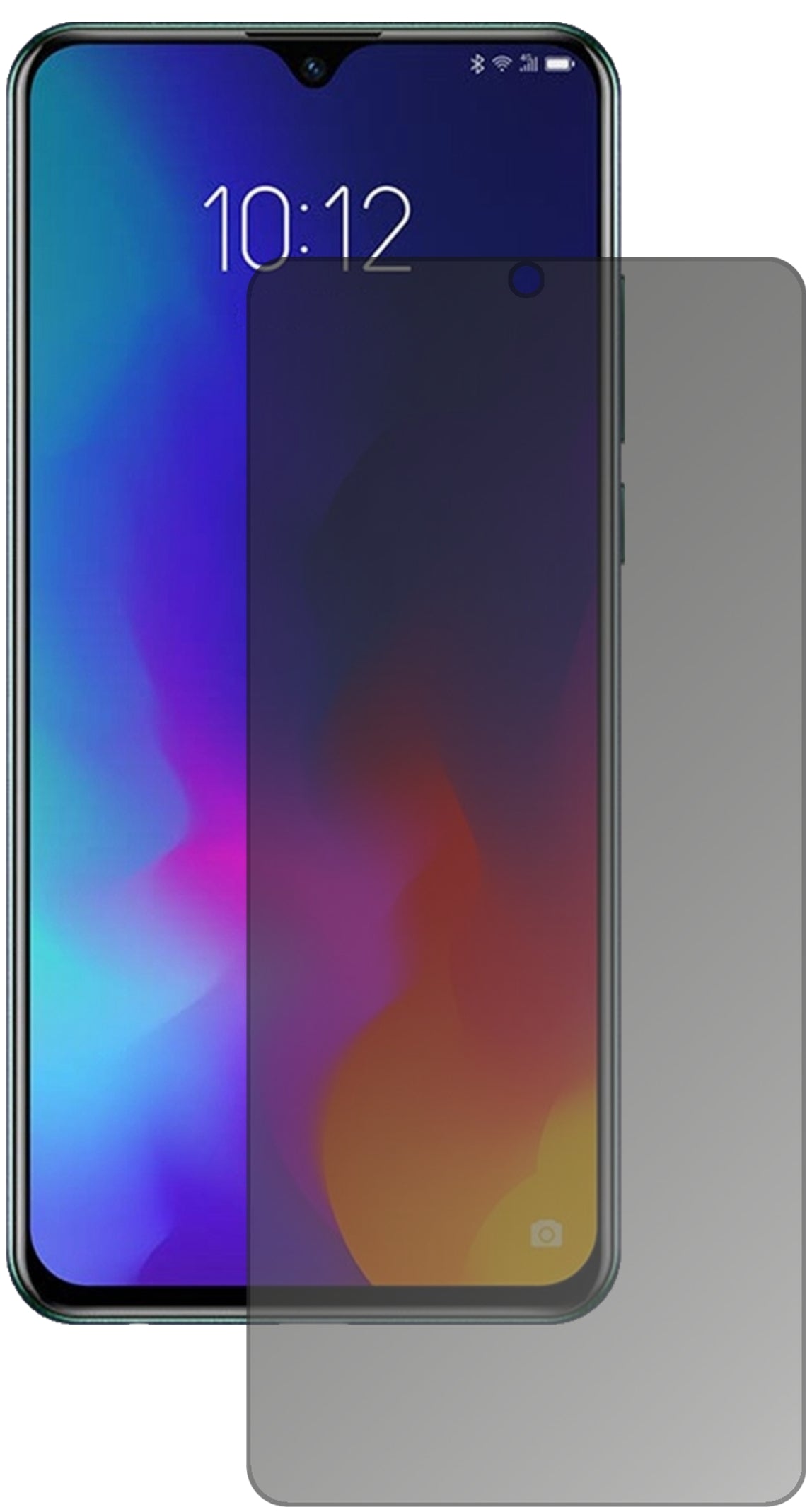 LenovoZ6 Lite mit aufgebrachtem dipos Displayschutz, der seitliche Einblicke blockiert
