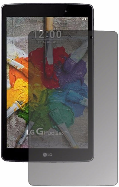 LGG Pad 3 8.0 mit aufgebrachtem dipos Displayschutz, der seitliche Einblicke blockiert