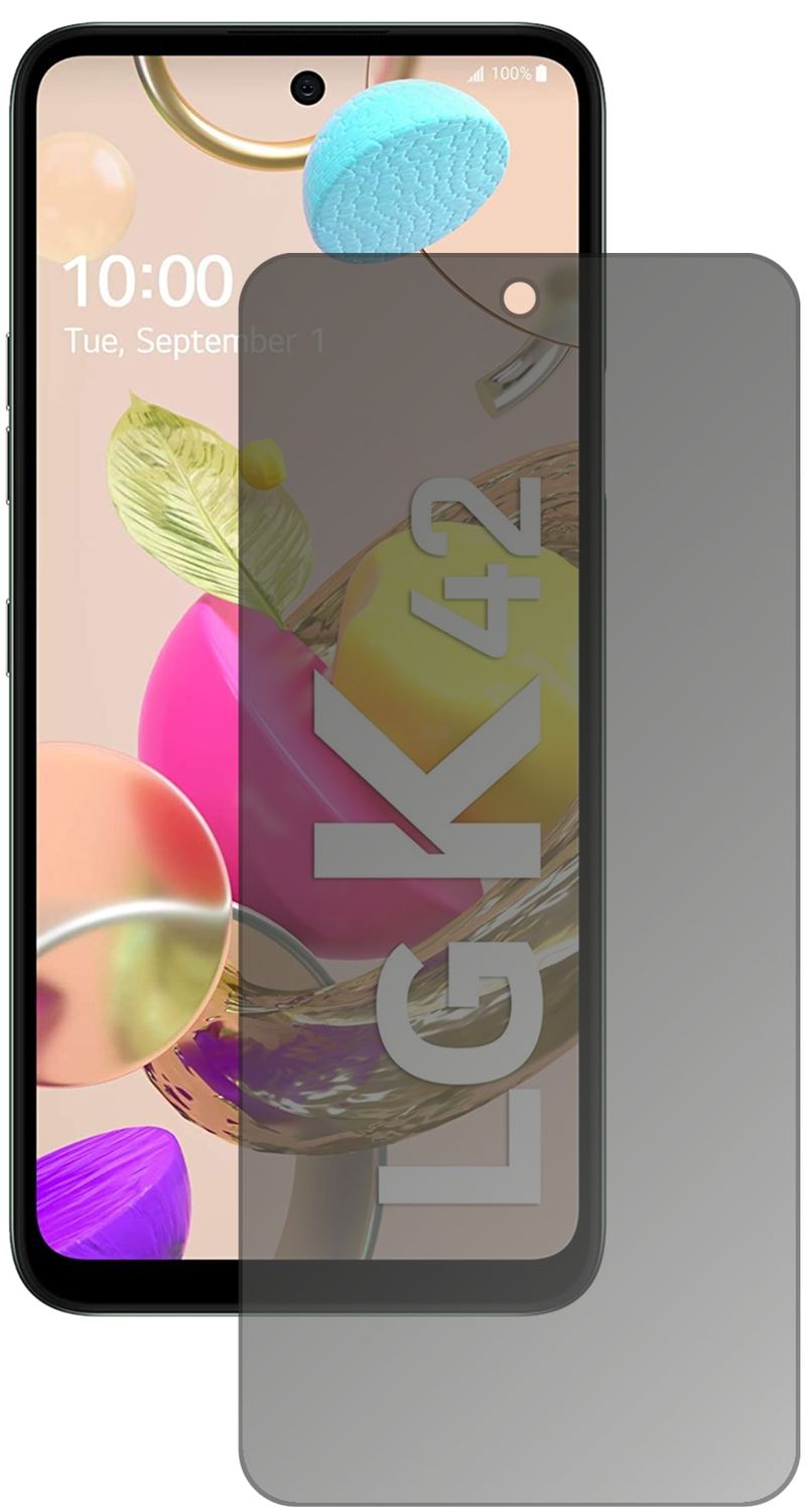 LGK42 mit aufgebrachtem dipos Displayschutz, der seitliche Einblicke blockiert