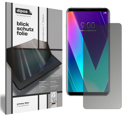 LGV30S+ ThinQ mit aufgebrachtem dipos Displayschutz, der seitliche Einblicke blockiert